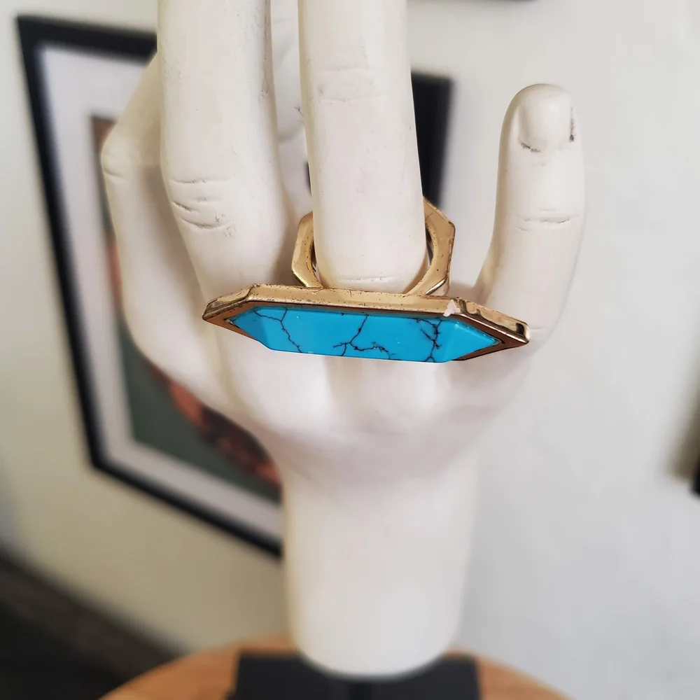 CC Skye Turquoise and Gold Statement Ring